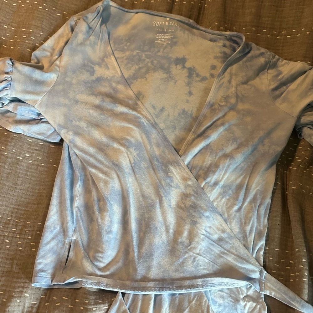 American Eagle Outfitters Blue Wrap Blouse